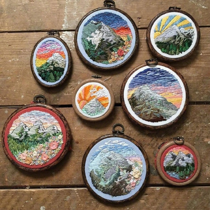精致的刺绣风景画图片