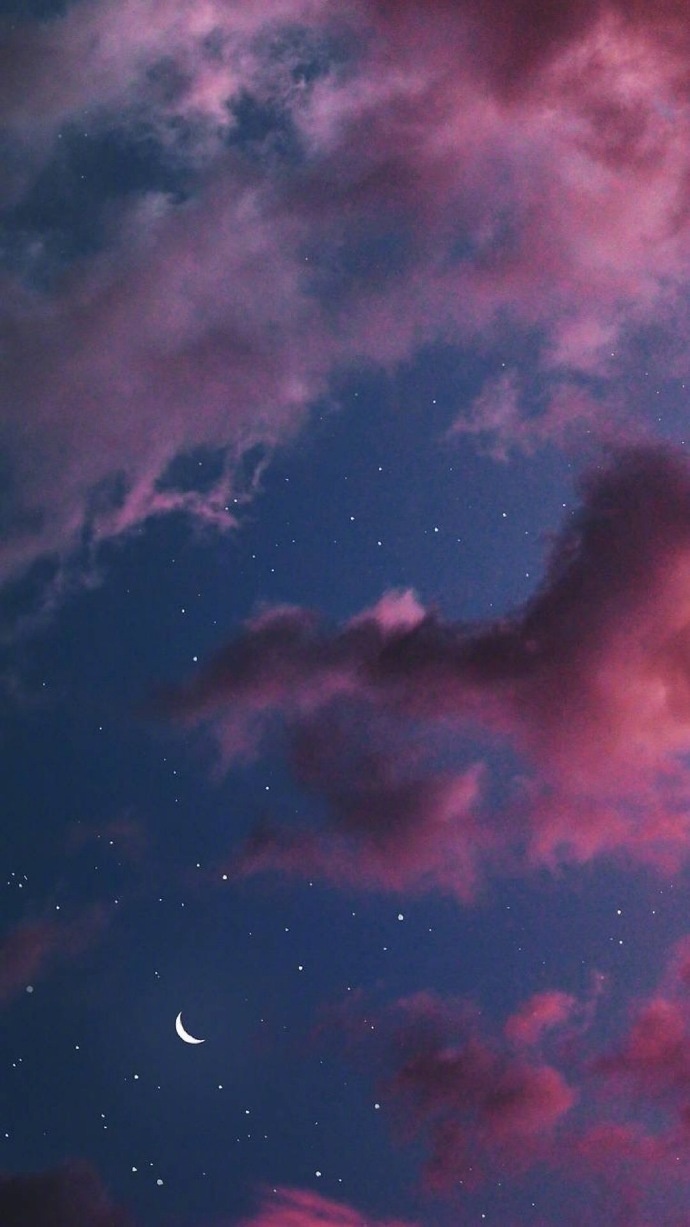 夜晚天空中月亮星星图片_风景图片