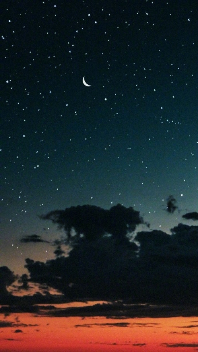 夜晚天空中月亮星星图片_风景图片