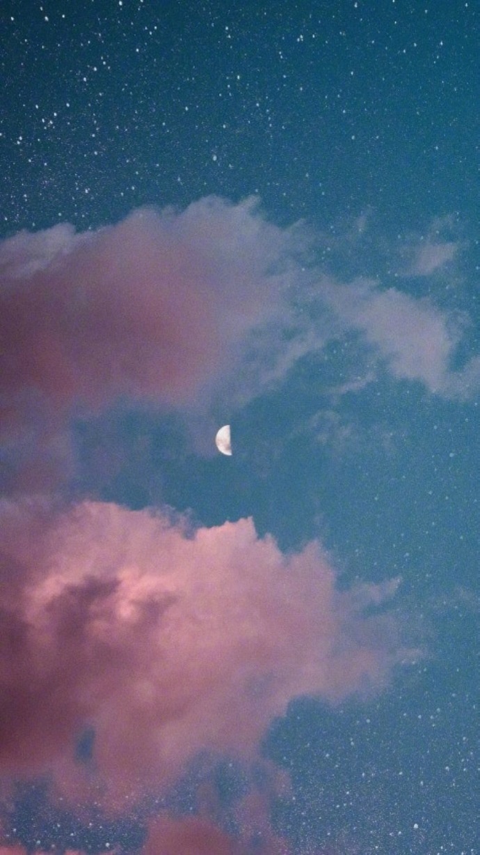 夜晚天空中月亮星星图片_风景图片