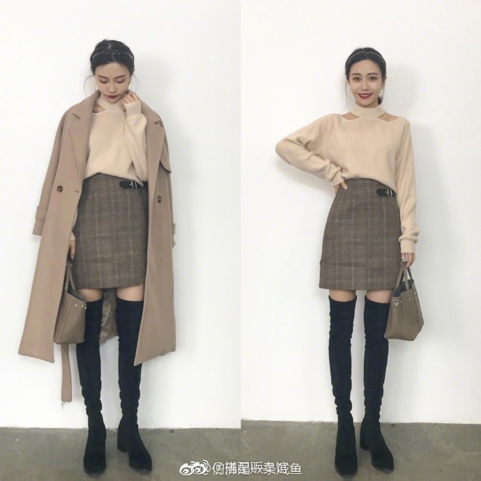 网络美女秋冬穿搭：一件单品多种穿衣搭配图片