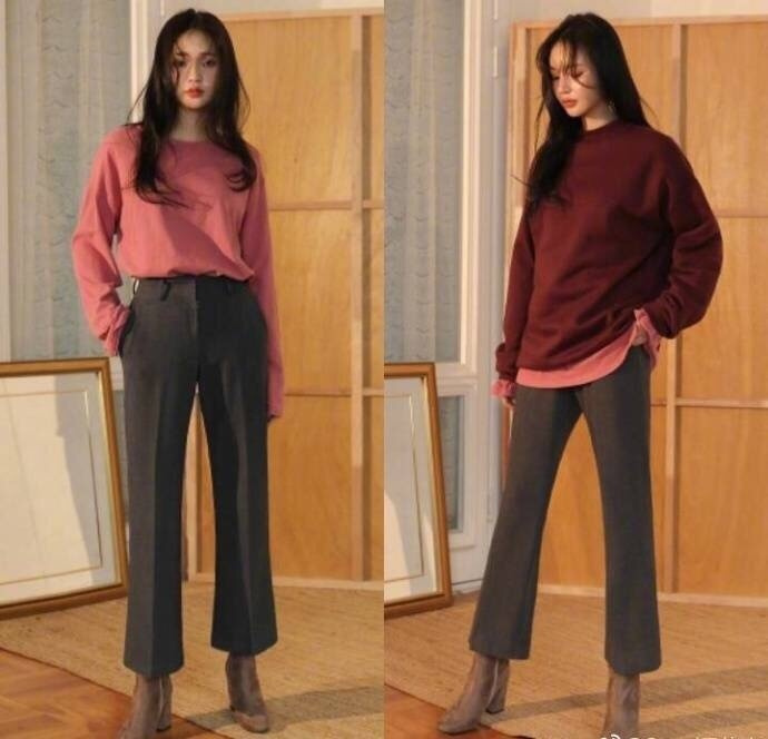 网络美女照片_长发女生的实用日常搭配参考