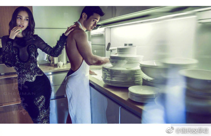 明星夫妻黄晓明&anglebaby 海绵夫妇时尚创意写真