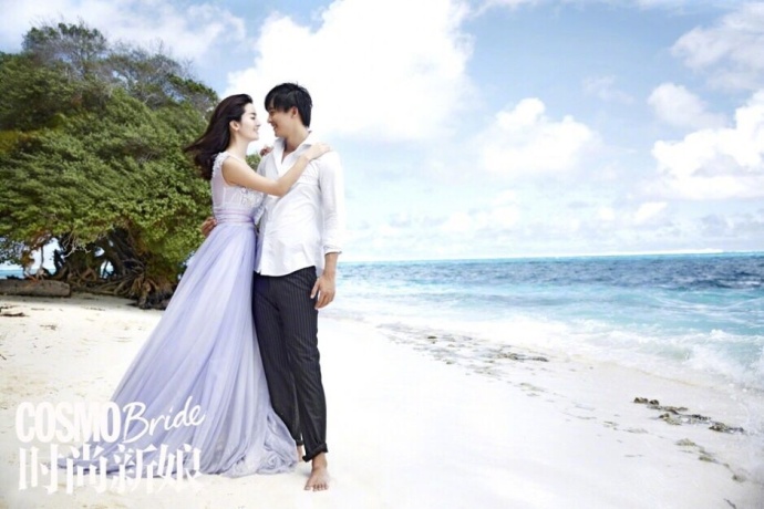明星夫妻李佳航李晟时尚婚纱大片