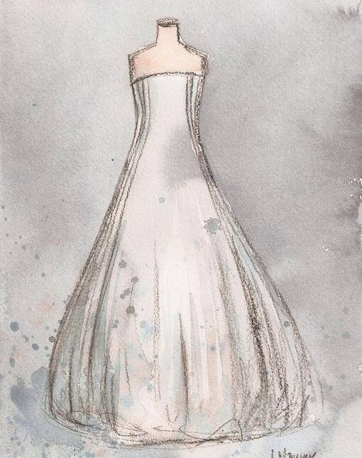 Lauren Maurer的水彩婚纱礼服作品图片