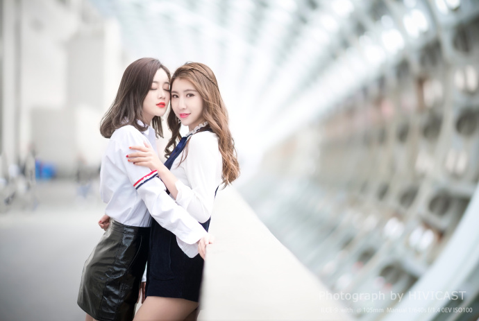 广州车展模特清纯美女王璐瑶Cecilia董佳闺蜜写真