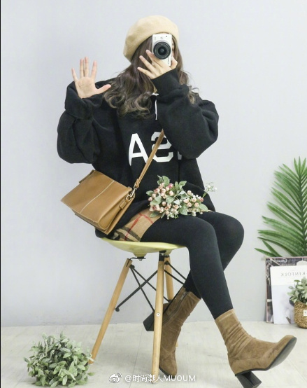 韩式冬日萌萌哒的穿衣搭配秒变少女图片