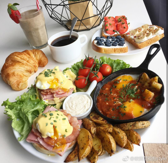 丰富的西式早餐图片