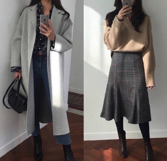 纯色系单品干净气质美女穿衣搭配look