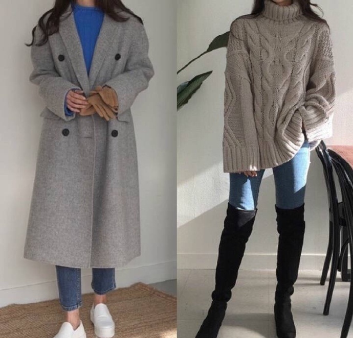 纯色系单品干净气质美女穿衣搭配look