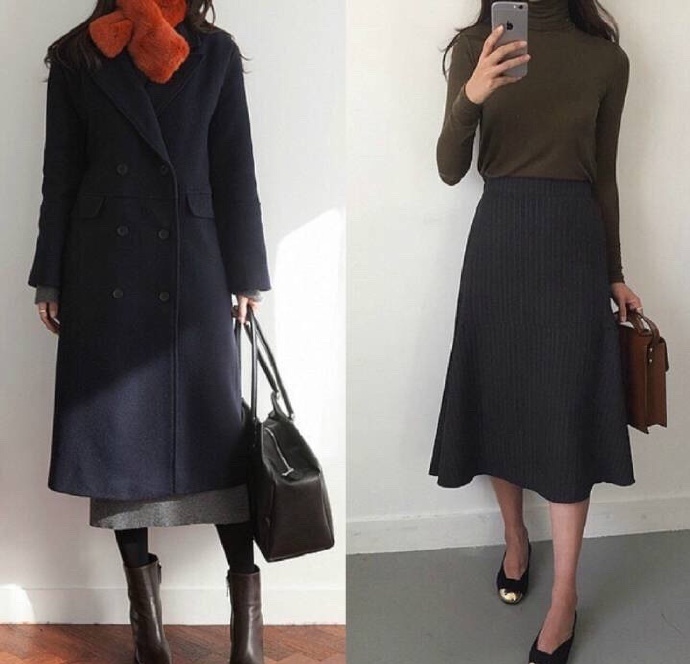 纯色系单品干净气质美女穿衣搭配look