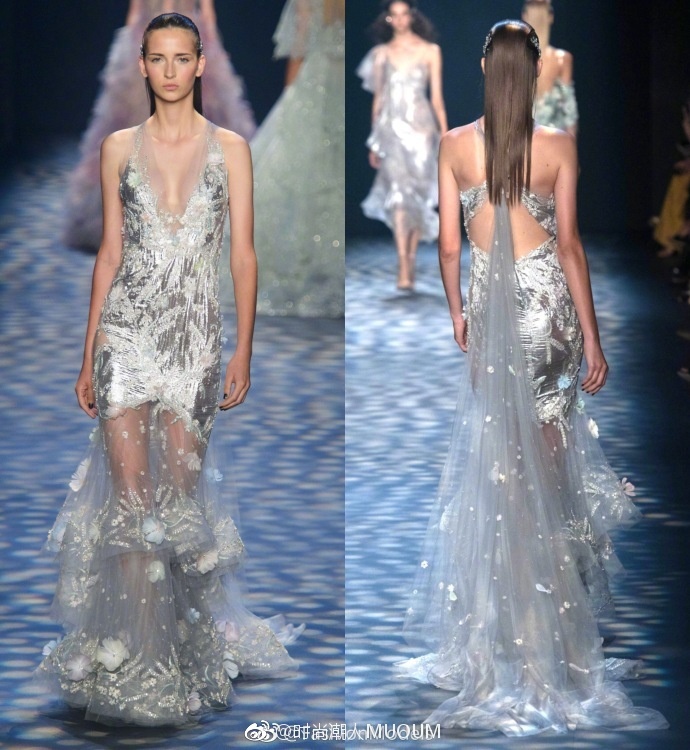 欧美时尚品牌Marchesa Spring 2017婚纱礼服图片背影也