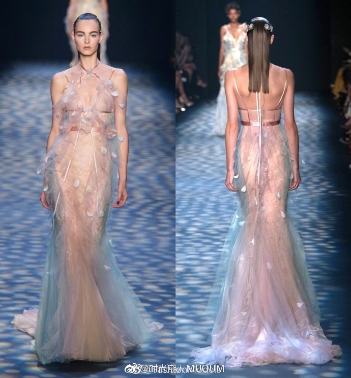 欧美时尚品牌Marchesa Spring 2017婚纱礼服图片背影也