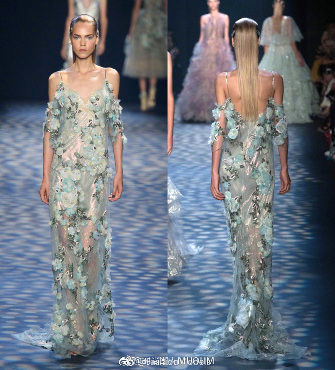 欧美时尚品牌Marchesa Spring 2017婚纱礼服图片背影也