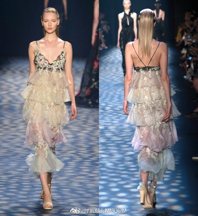 欧美时尚品牌Marchesa Spring 2017婚纱礼服图片背影也
