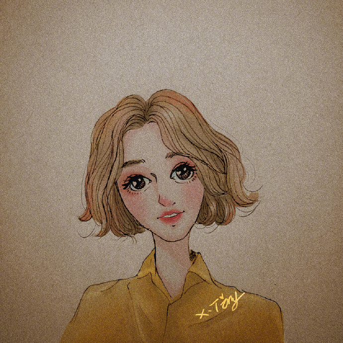 一组短发插画头像女生吧