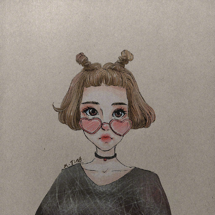 一组短发插画头像女生吧