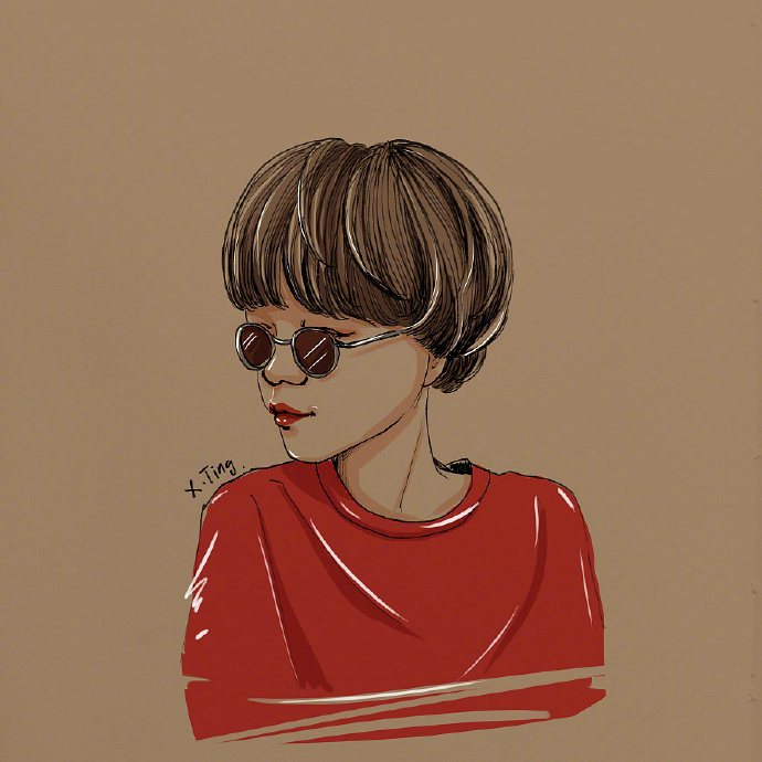 一组短发插画头像女生吧
