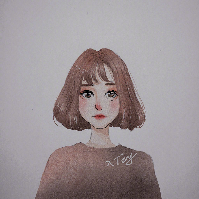 一组短发插画头像女生吧
