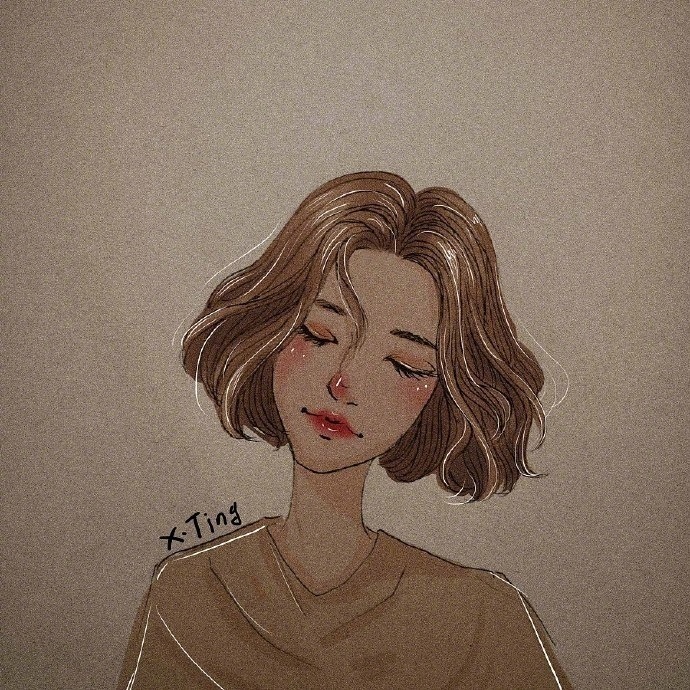 一组短发插画头像女生吧