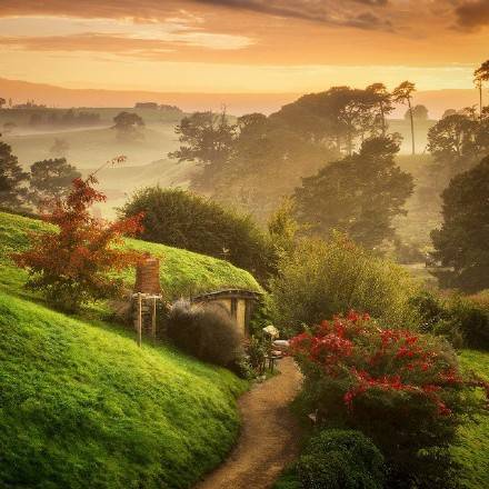 新西兰Hobbiton的玛塔玛塔小镇风景图片