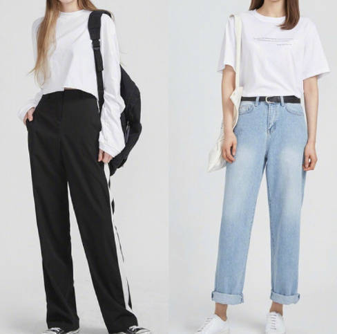 高挑女孩的学生穿搭look参考