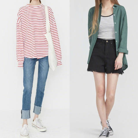 高挑女孩的学生穿搭look参考