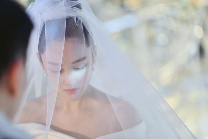 大眼美女明星张馨予何捷婚纱图片