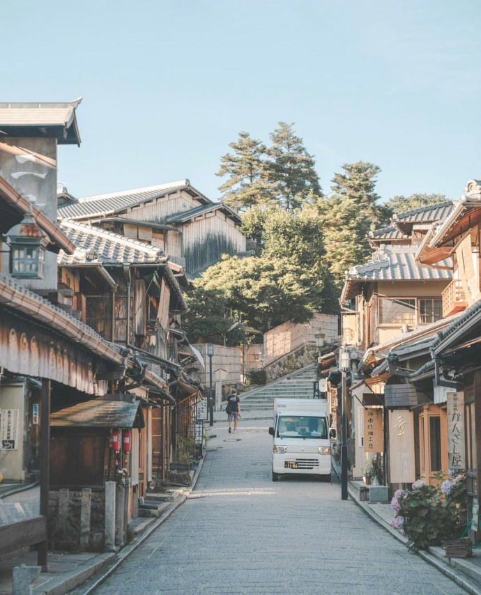 轻柔的京都街道风景图片