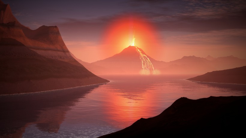 火山喷发的壮观风景图片