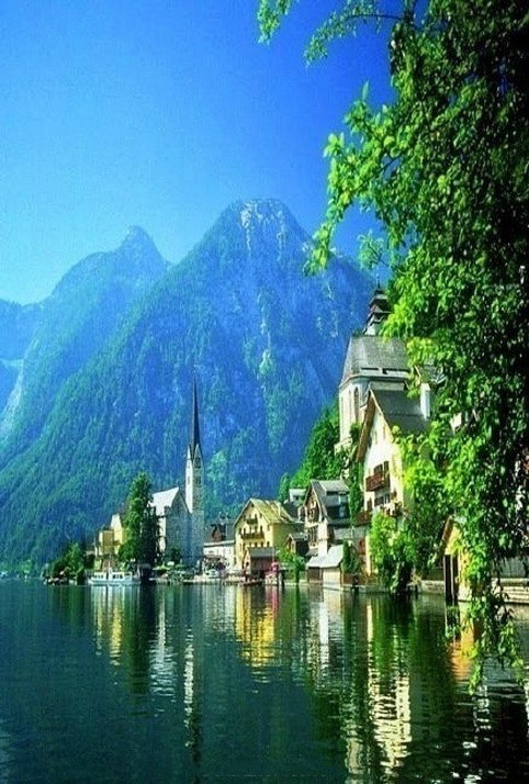 来自天堂的明信片奥地利小镇哈尔施塔特镇风景