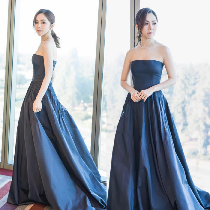 香港女歌手邓紫棋蓝色礼服出席美国NASA颁奖
