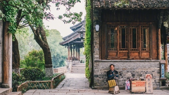 没有很多人的乌镇风景图片