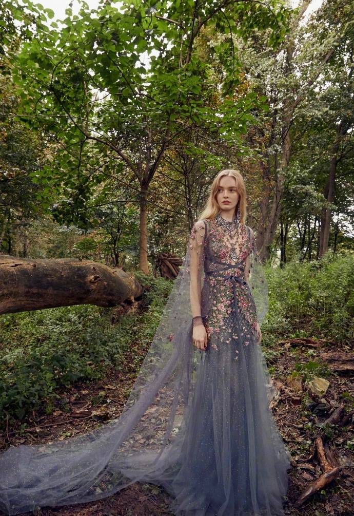 Marchesa 2019仙女裙绿野仙踪丛林里走出来的少女
