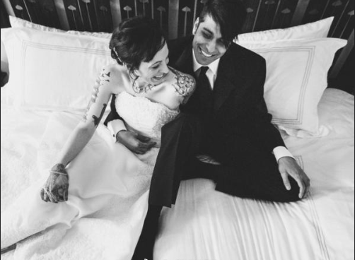 美国纹身新娘拍另类朋克结婚照婚纱图片