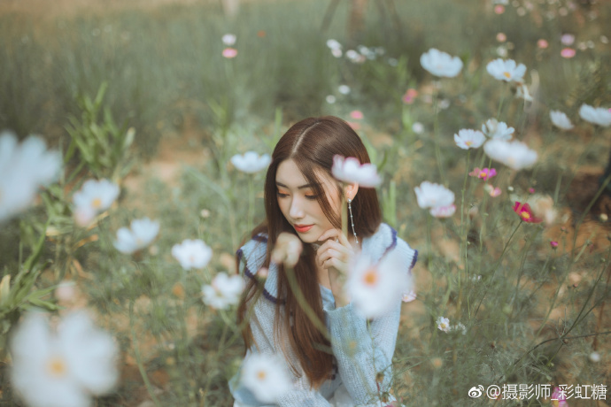 清纯气质美女野外花田里唯美写真图片