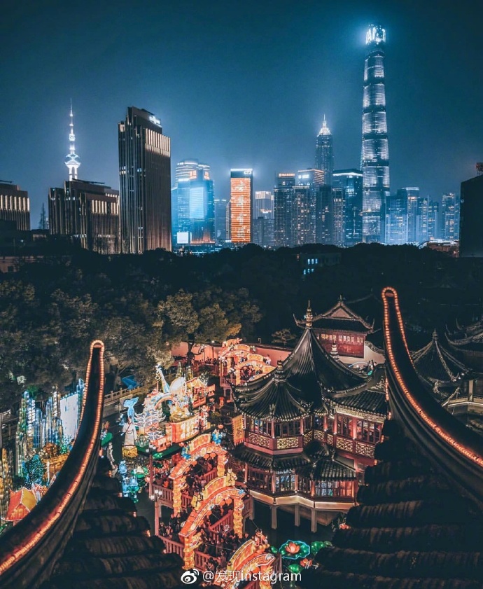 中国上海夜晚风景图片