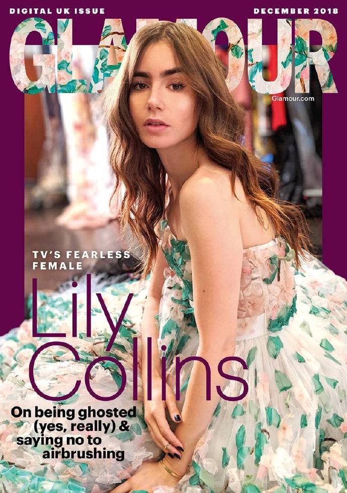 欧美美女明星莉莉.柯林斯Lily Collins登上《Glamou