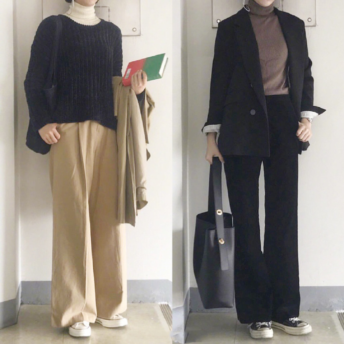 高个子女生叠穿保暖法秋冬穿搭参考