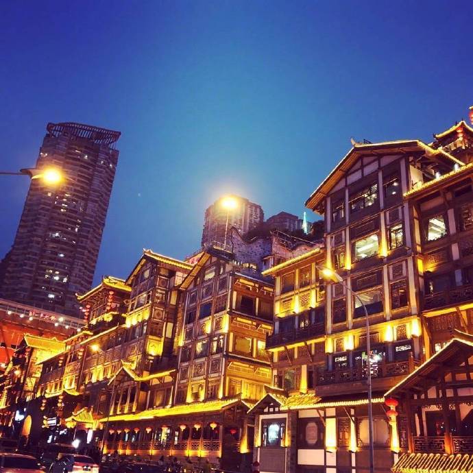 重庆洪崖洞夜景街道风景图片
