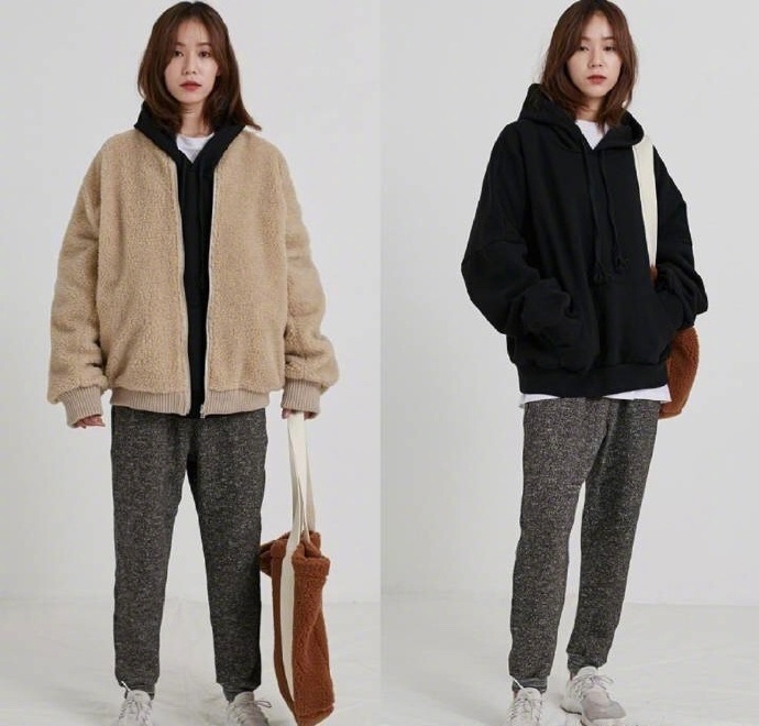 羊羔毛翻领夹克棉服大衣搭配Look