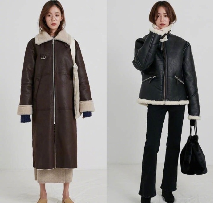 羊羔毛翻领夹克棉服大衣搭配Look