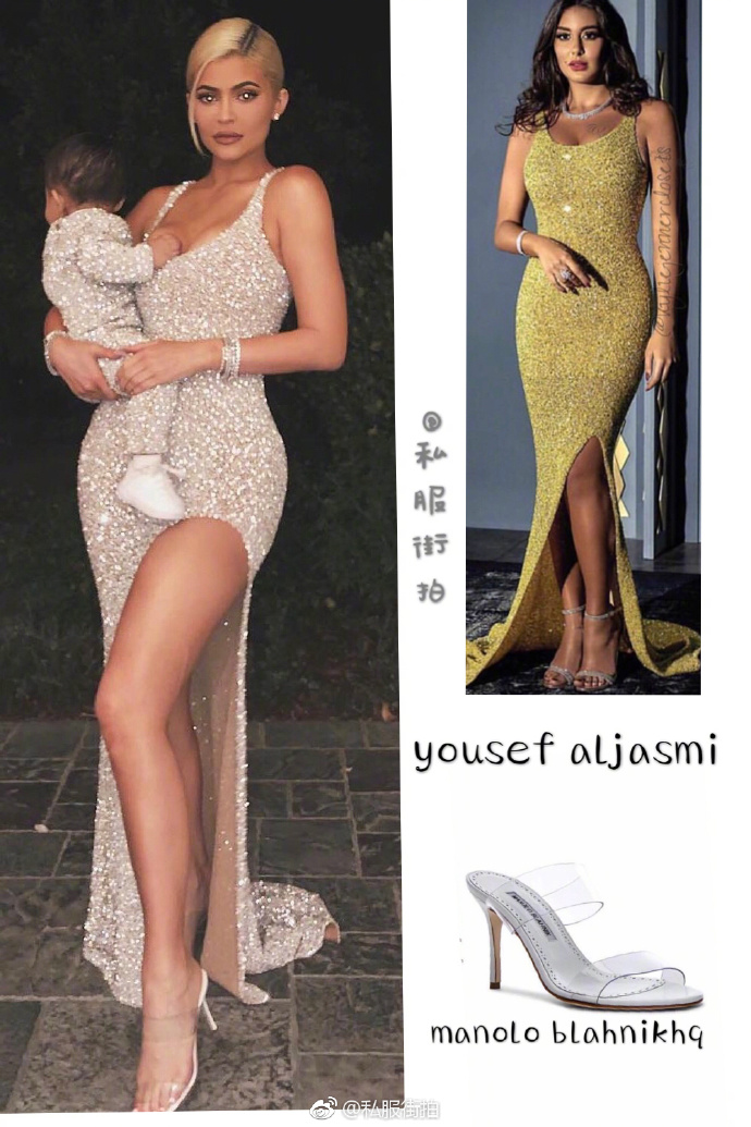 欧美名媛金小妹Kylie Jenner圣诞节白色裙子图片