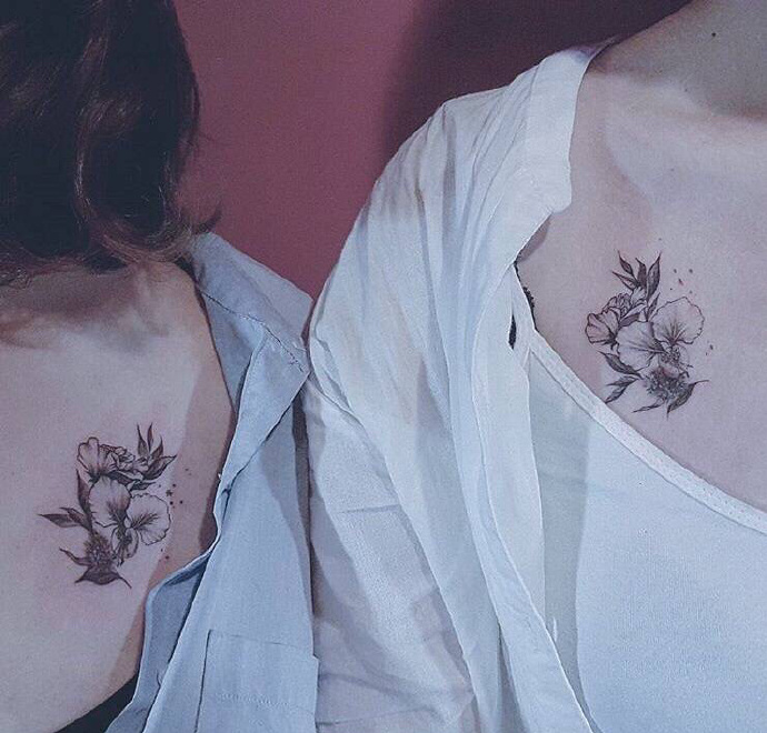 女生锁骨纹身小图案图片