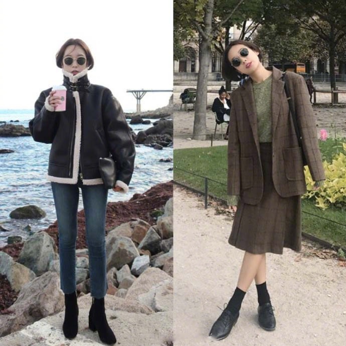 气质短发美女小姐姐初冬率性穿搭