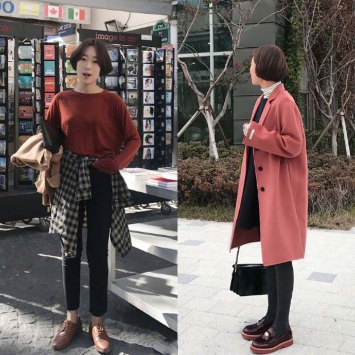 气质短发美女小姐姐初冬率性穿搭