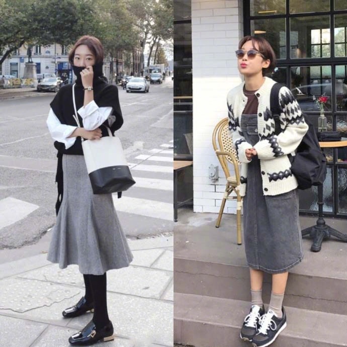 气质短发美女小姐姐初冬率性穿搭