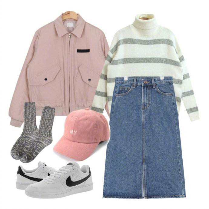 少女心爆棚的粉色短款棉服搭配
