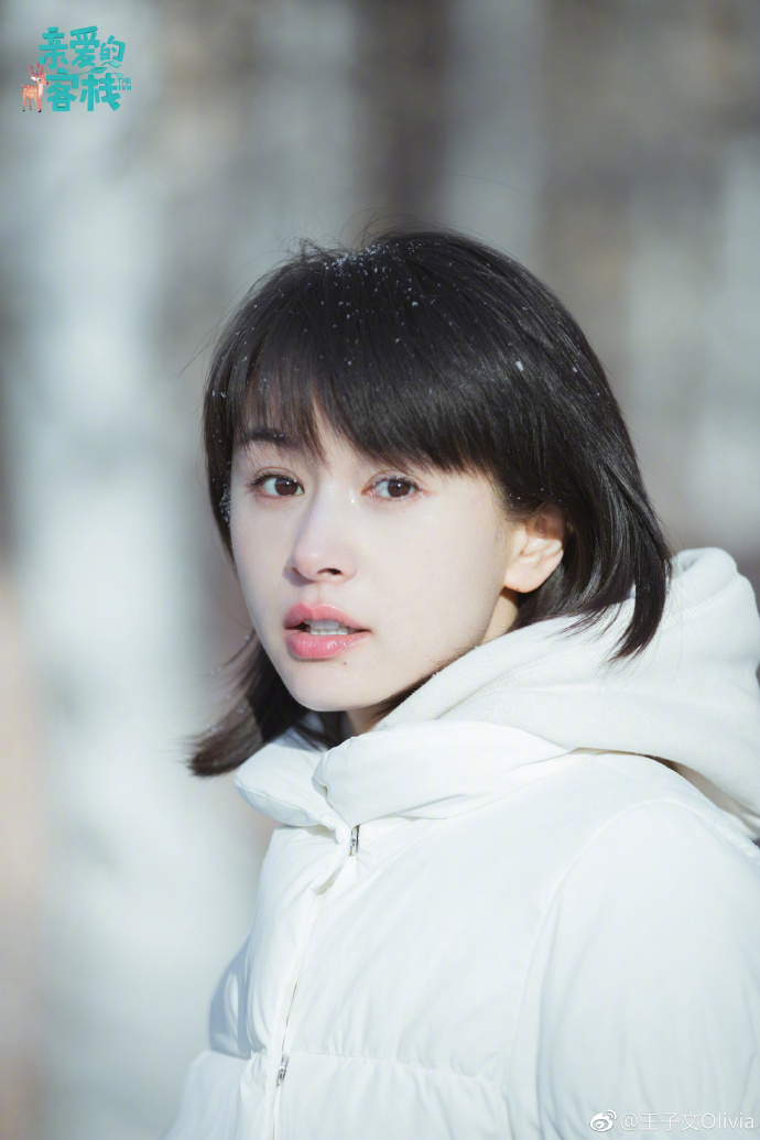 中国美女明星王子文白色羽绒服唯美写真图片
