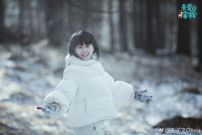 中国美女明星王子文白色羽绒服唯美写真图片
